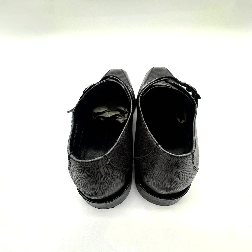 Paul Fredrick Italian Leather Monk Strap Dress‎ Shoes Black Textured 10M – & Box